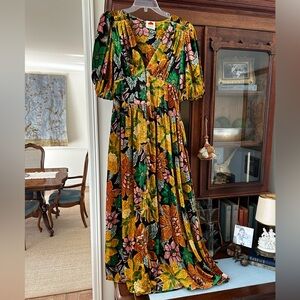 FARM Rio Colorful Floral Maxi Dress Velvet size small